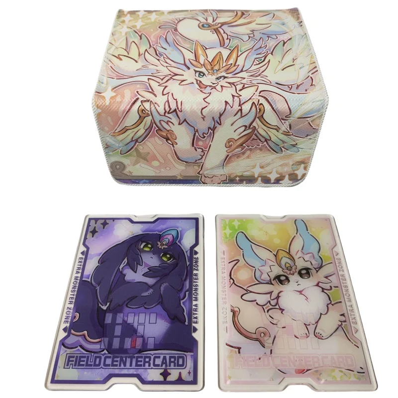 Yu-Gi-Oh Card Case Purrely Expurrely Happiness Diy Leather Action Toy Figures Anime Game Collection Storage Box and Partition