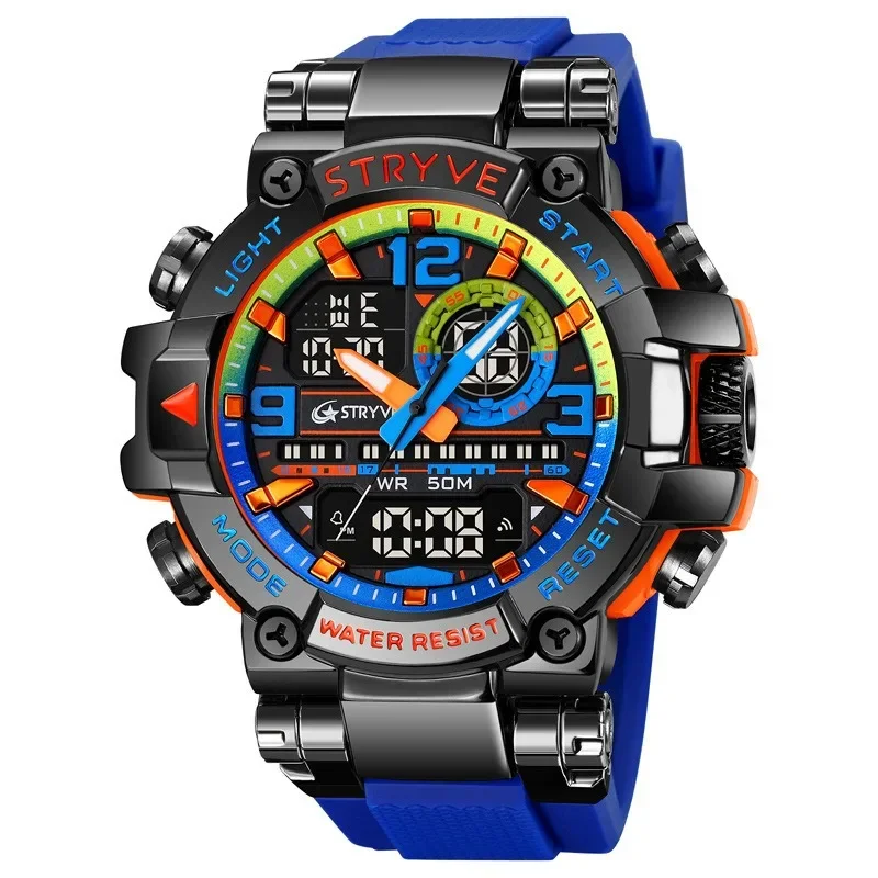 Men Electronic Watch Colorful Glow Student Digital Wristwatches 5bar Waterproof Multifunctional Sports Dazzling Cool Boys Clock