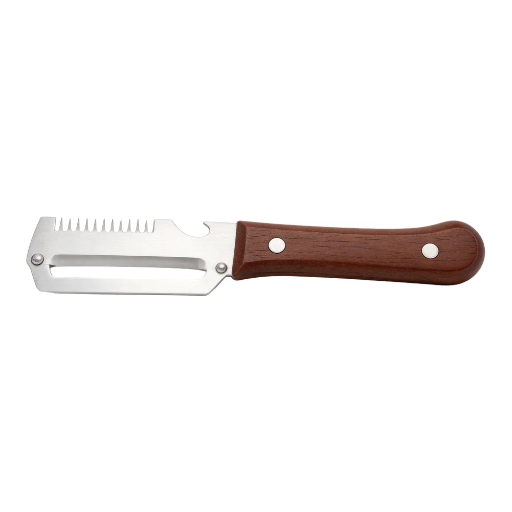 Stainless Steel Peeler with Traditional Wood Handle Designed for Reliable Performance on Root Vegetables and Herbs