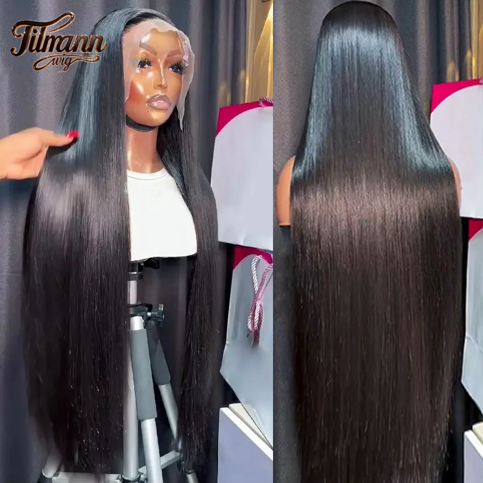 250 Density 13x6 HD Lace Frontal Wig For Women Brazilian Transparent Wigs Human Hair 30 40 Inch 4x4 Bone Straight Lace Front Wig