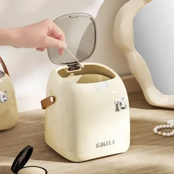 Beishan 2L 고급 데스크탑 쓰레기통, 손잡이가 있는 작은 종이 바구니, 사무실, 침실, 거실 등에 적합