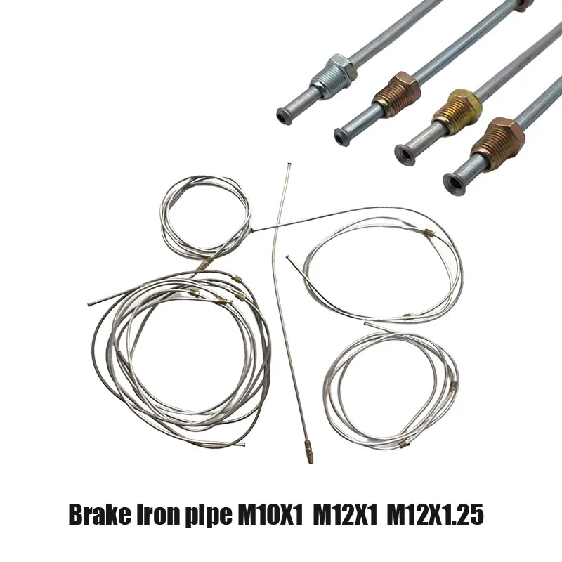 Motorcycle Cars Brake Iron Pipe Steel Zinc Brake Piping Tube Tubing Anti-rust M10X1 M12X1.25 Left Right Front Brake Line Pipe6mm