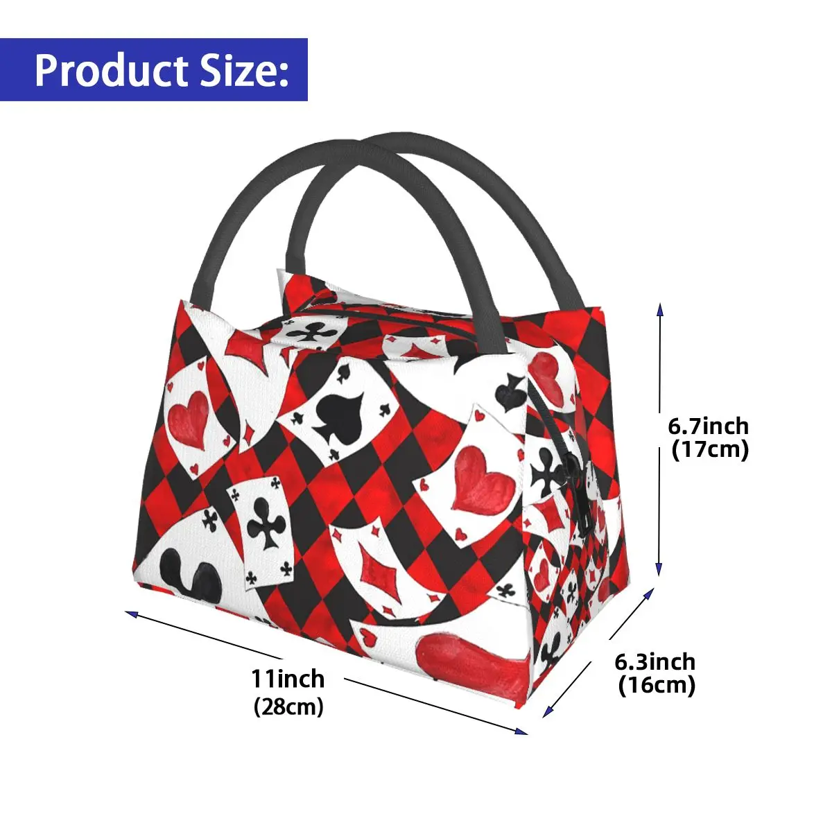 Cool Poker Playing Cards Pattern Gambling Card Game Insulated Lunch Bag for Women Children Food Boxes Thermal Lunch Box Tote