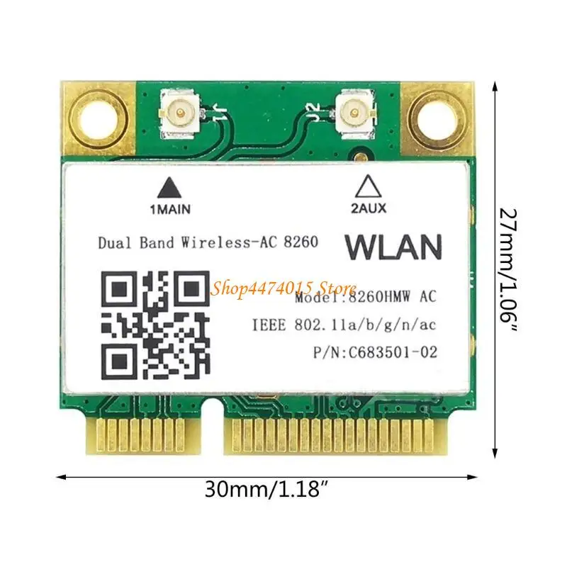K1AA 8260 8260HMW 2.4 / 5 GHz Wireless 802.11a / g / n / AC BT 4.2 Half Mini PCI-E WiFi Carte