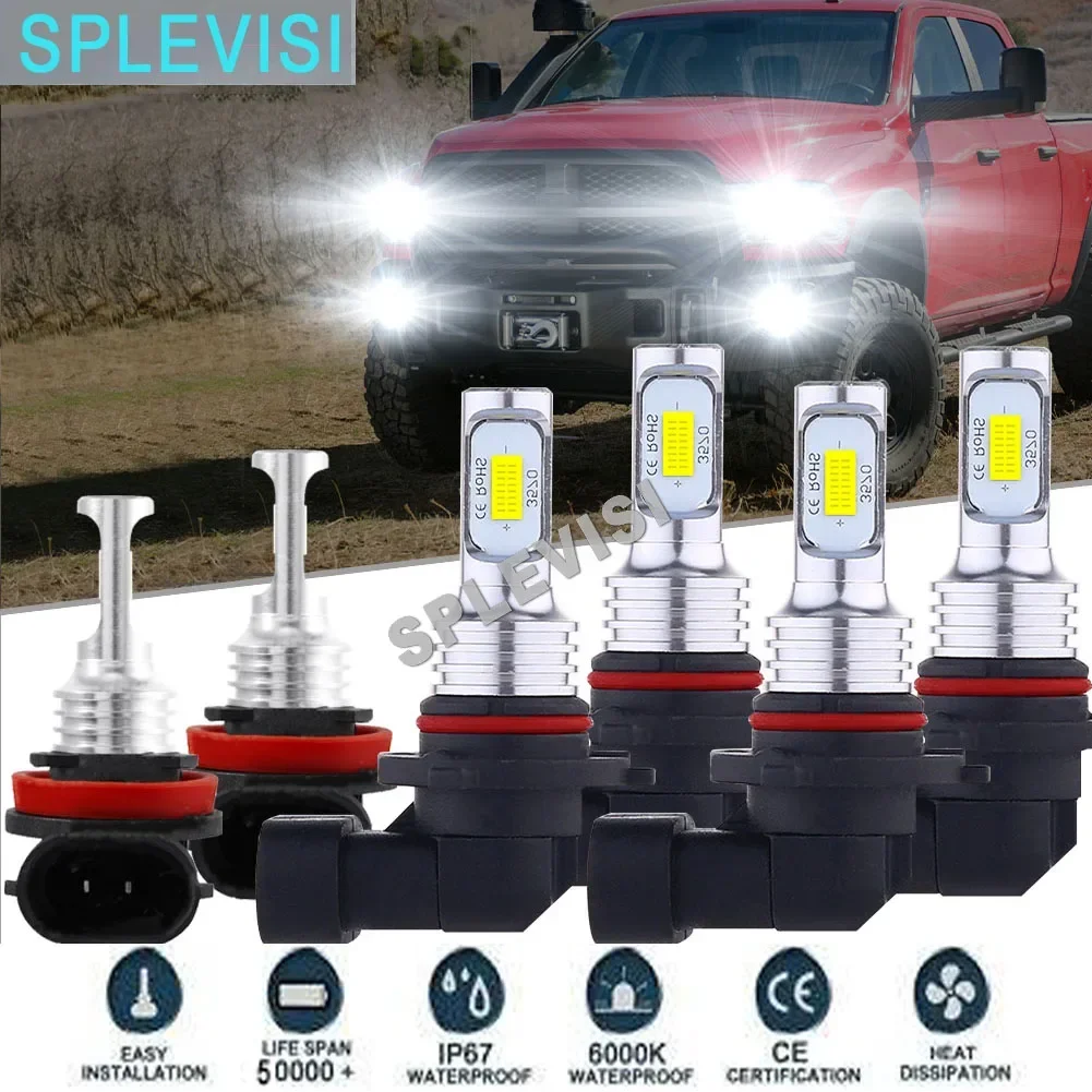 LED Headlight Fog Light Hi Low Beam Bulb White For Dodge Charger 2006-2008 RAM 1500 2500 3500 4500 2013-2015 bombillas led coche