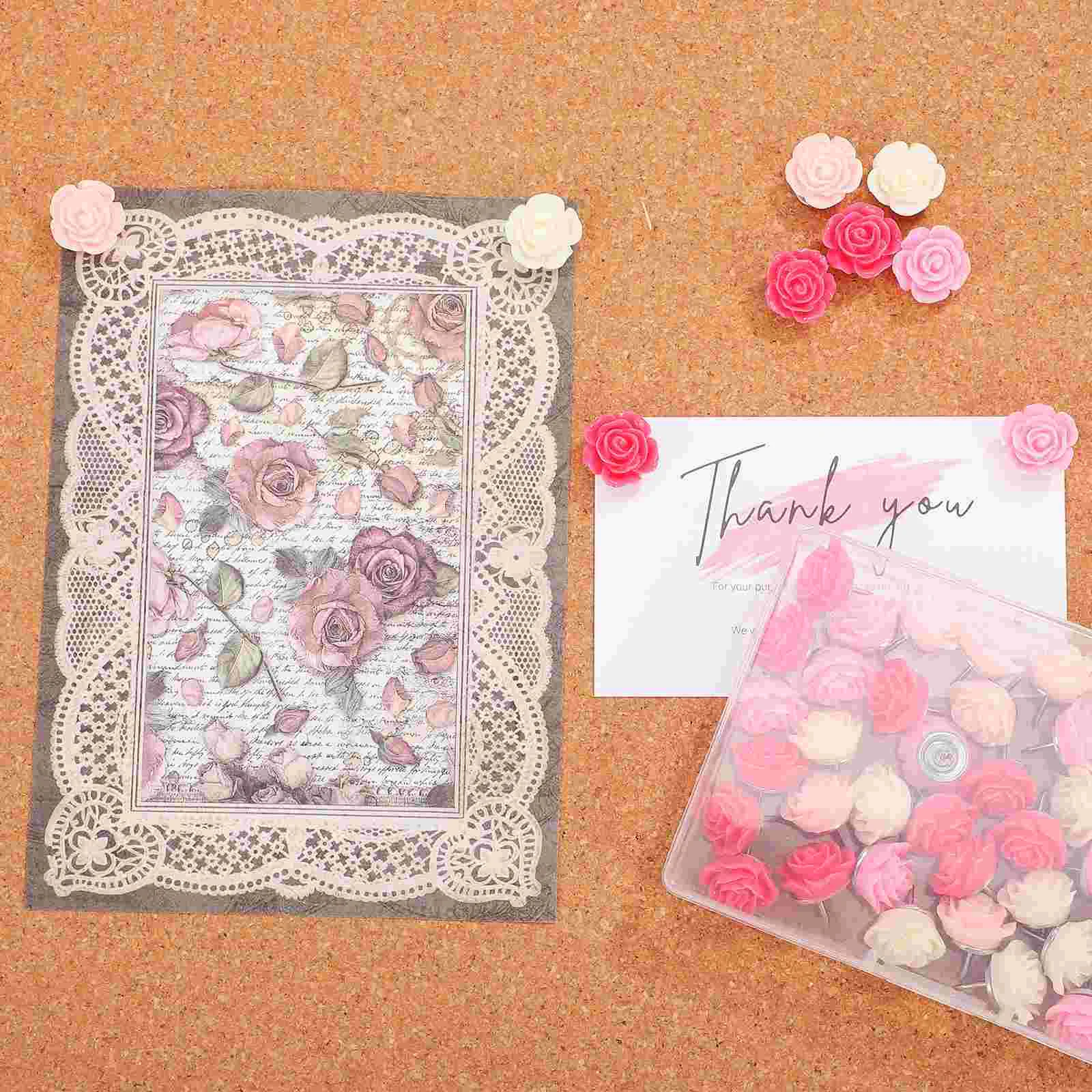 40 Pcs Resin Rose Thumbtack Pushpins For Wall Tacks Cork Board Thumbtacks Decorative Cute Bulletin Decorate