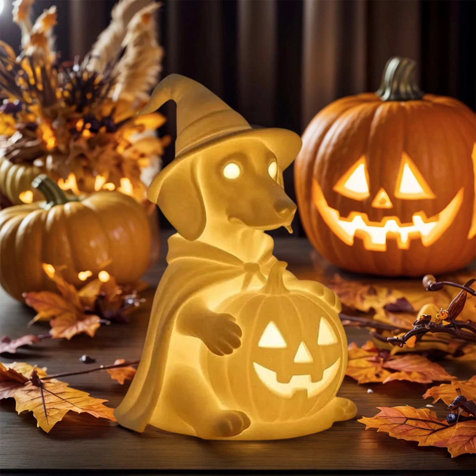 Halloween Decorations Indoor Cute Halloween Nightlight LED Ghost Dog Lamp Light Up Ghost Dog for Home Bedroom Party Decorations