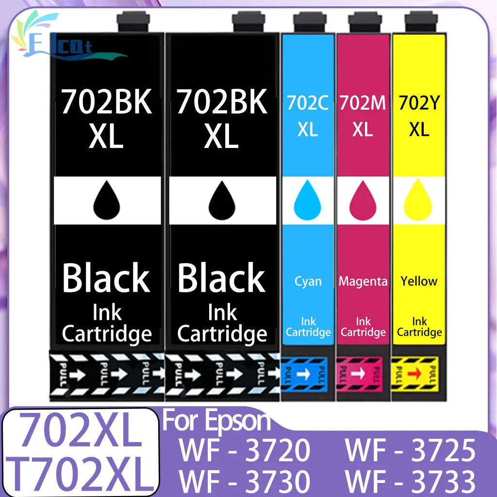 Cartucho de tinta 702 702XL T702 T702XL para impresora Epson 702 Compatible con Epson WorkForce Pro WF-3720 WF-3725 WF-3730 WF-3733