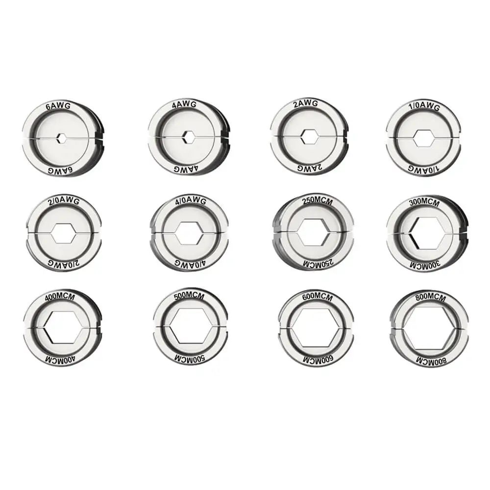 SWANSOFT 12 Replacement Dies 6 AWG to 800 MCM for Copper & Aluminum Lugs 400A Hydraulic Crimping Tool Die Set