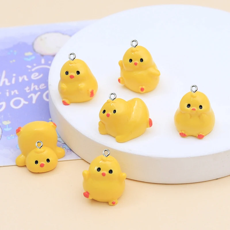 10Pcs 3D Cartoon Yellow Chick Resin Charms Kawaii  Animals Pendants for Earrings Necklace Keychains DIY Jewelry Make Accessories