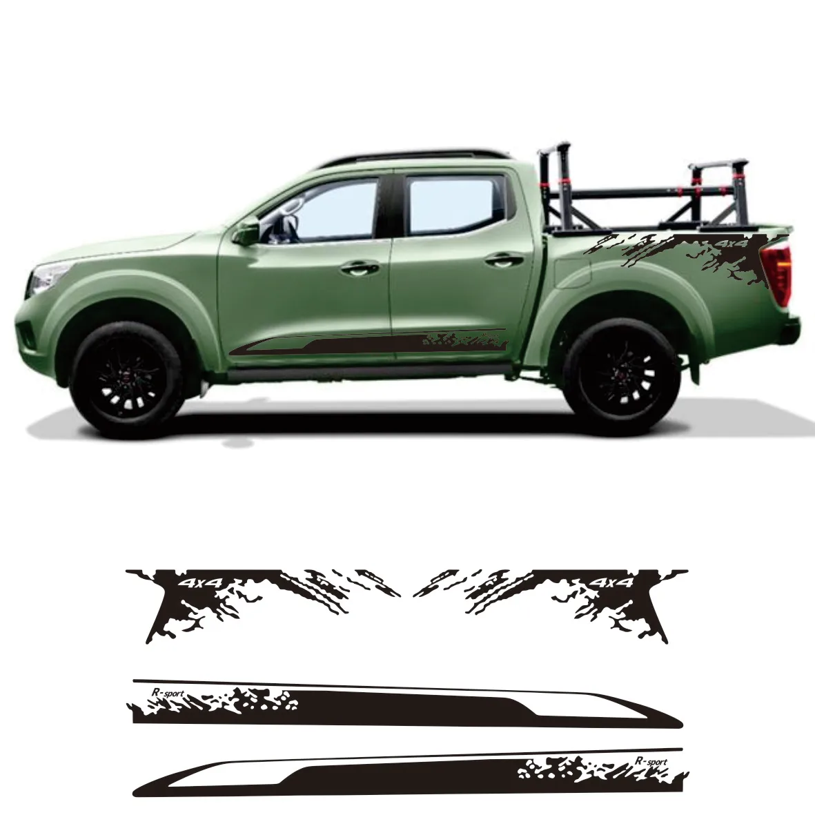 

Pickup Door Side Skirt Stickers For Nissan Navara Truck Trunk Bed Side Graphics Vinyl Custom Decor Cover Auto Tuning Accessories