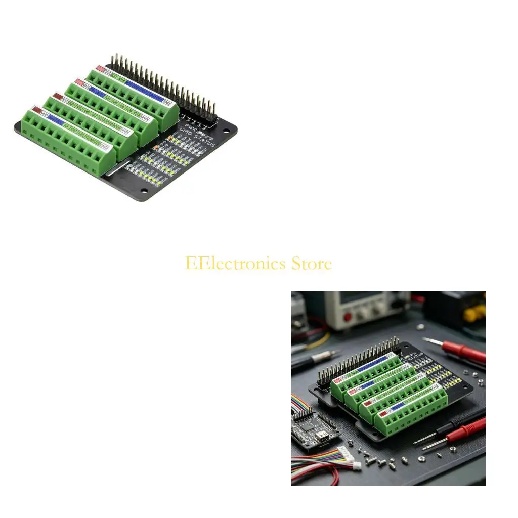 B03C GPIO Expansion Board with Screw Clamps and Visible LED Indicators