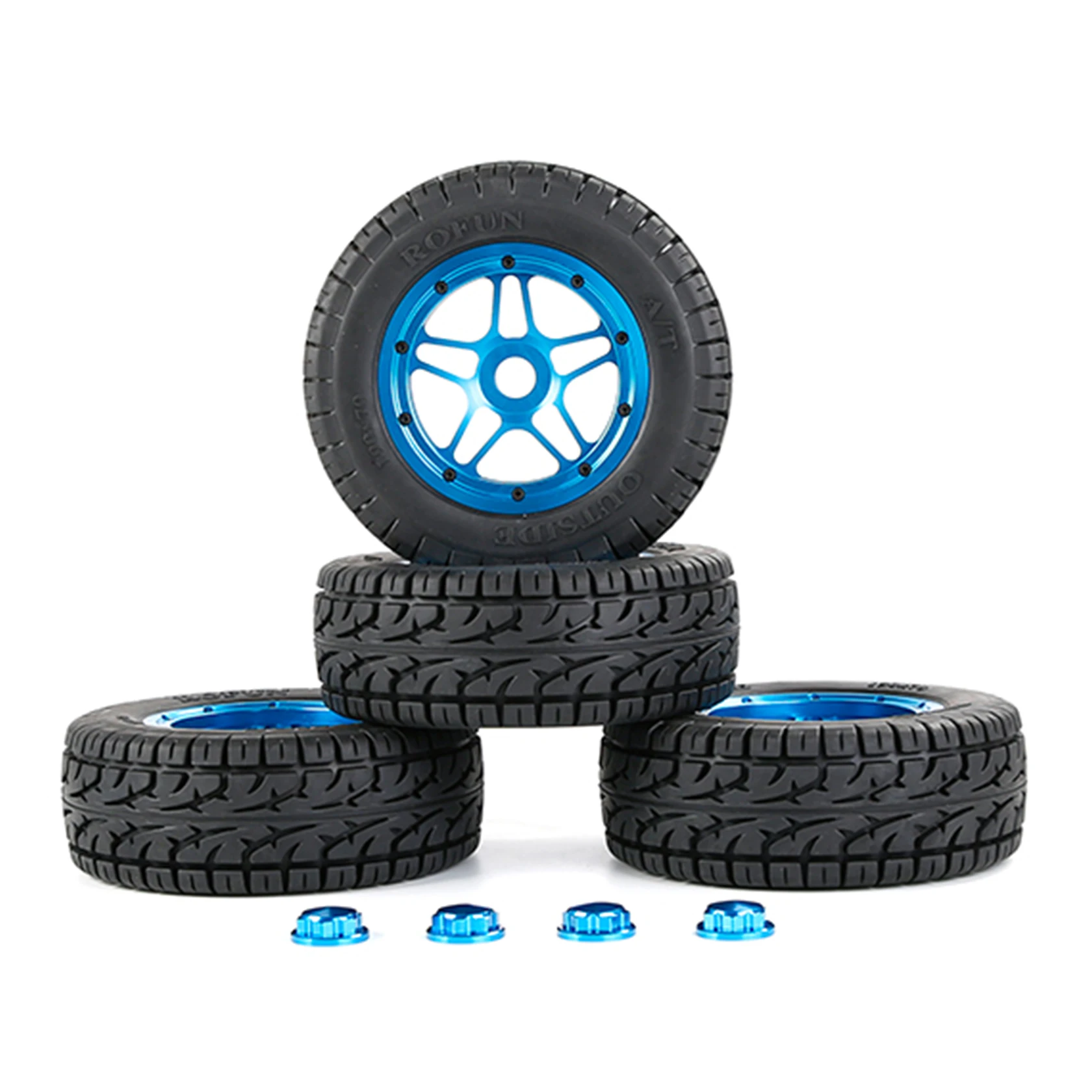 All Terrain Tires+CNC Metal Wheels 4pc/set for 1/5 Losi 5ive-t Rovan Rofun LT SLT KINGMOTOR X2 FID DDT Truck Parts