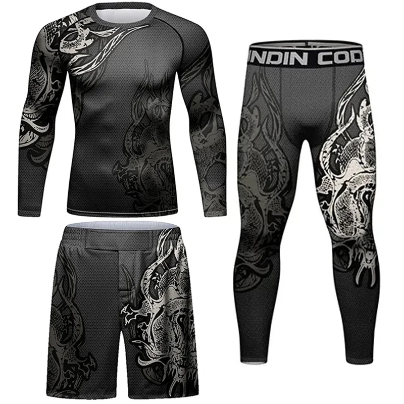 MMA jiu jitsu rashguard T-shirt grappling venum mma camiseta ensemble mma mens rash guard pantalones