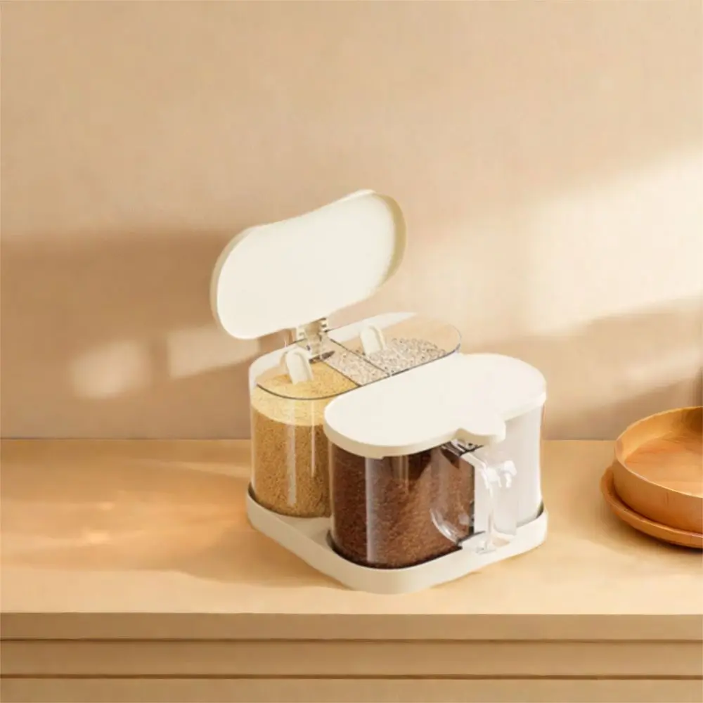 

Plastic Rotatable Seasoning Box Sealed Dustproof Condiment Bottle Storage Box Moisture-proof with Lid Sugar and Salt Container