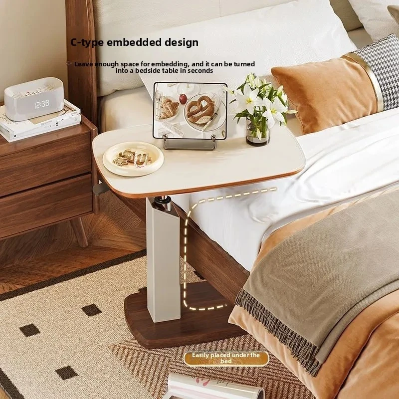Multifunctional adjustable side bed table, adjustable height, rotating laptop desk, home office, study desk, furniture