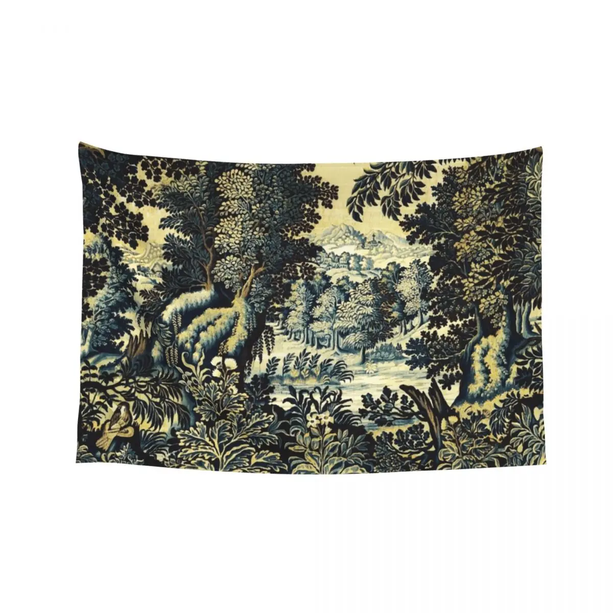 

GREENERY,BIRDS,TREES IN WOODLAND LANDSCAPE Blue Green Floral Tapestry Room Decor Aesthetic Decoration For Rooms Tapestry