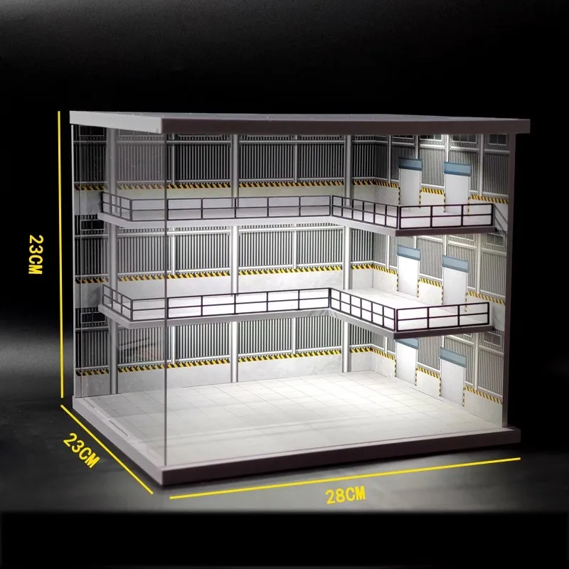 1/64  Parking Garage Car Model Storage Case Multi-Level Lighted Display Box Toy Gift Diorama Scene Assembly DIY