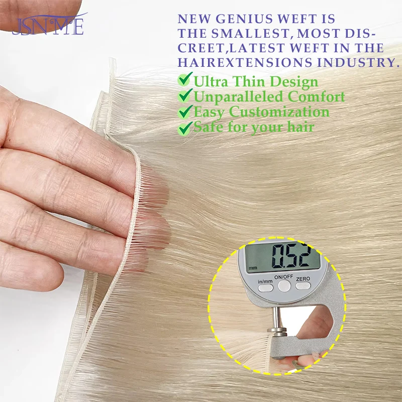 JSNME Genius Human Hair Weaves European Remy Human Hair Weft Bundles Sew In Weft Extensions Blonde 14