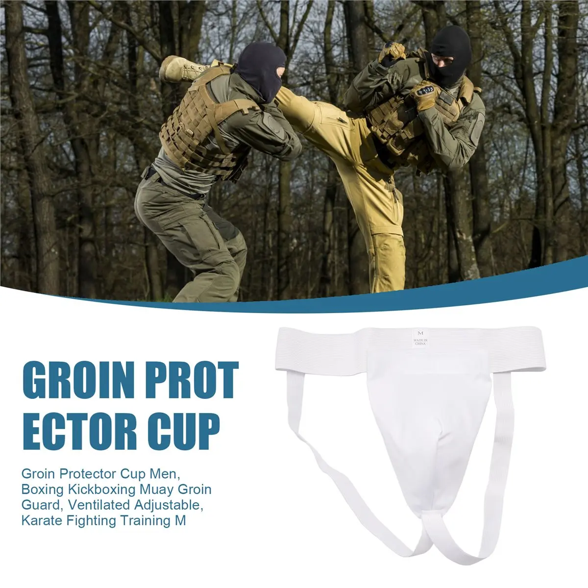 A2516F Perfect ★◀◁Groin Protector Cup Men, Boxing Kickboxing Muay Groin Guard, Ventilated Adjustable, Karate Fighting Training M