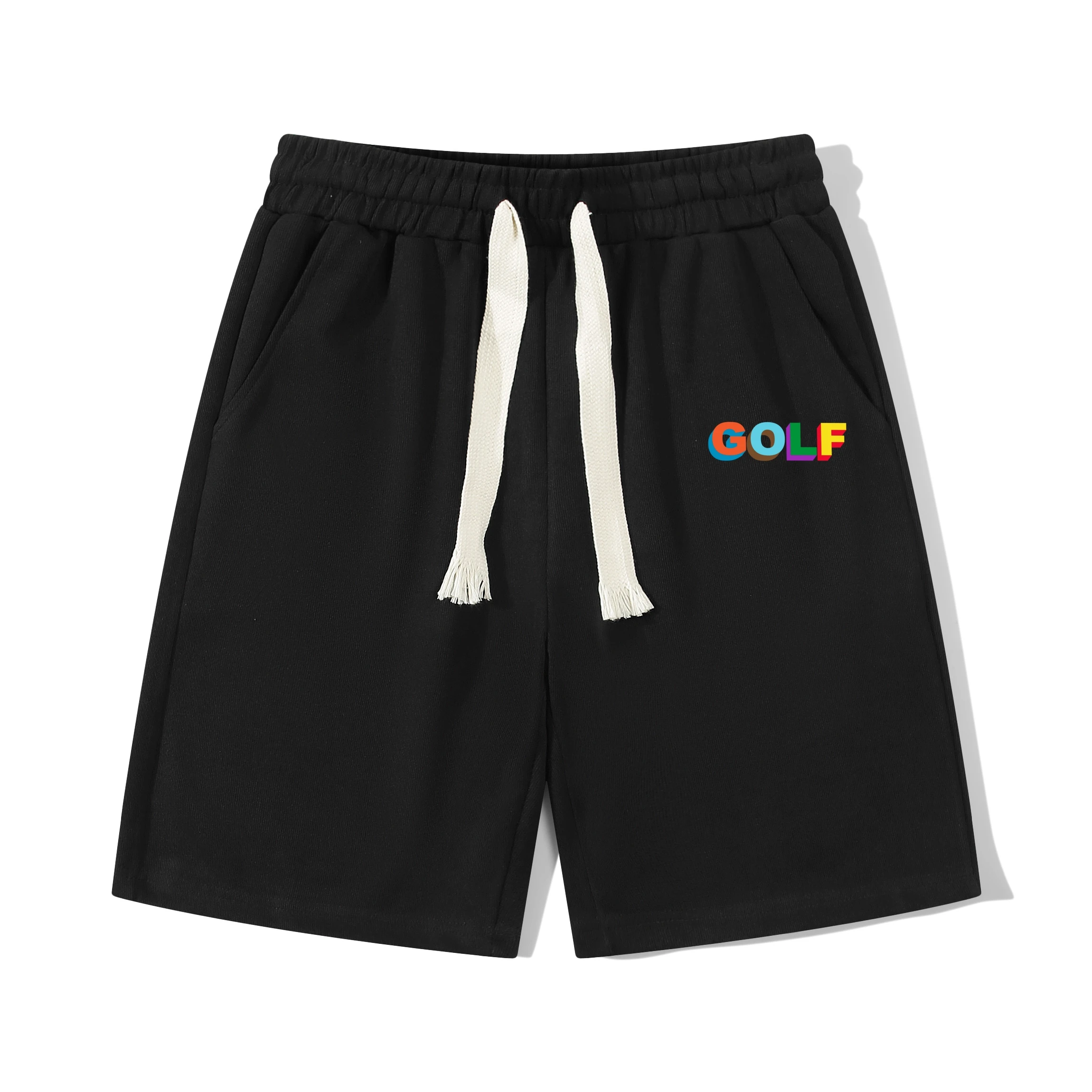 Fashion Men's Summer Cotton T-Shirt and Shorts Set Colorful Letter Print GOLF Outfit Soft Breathable Casual Two Piece Clothing