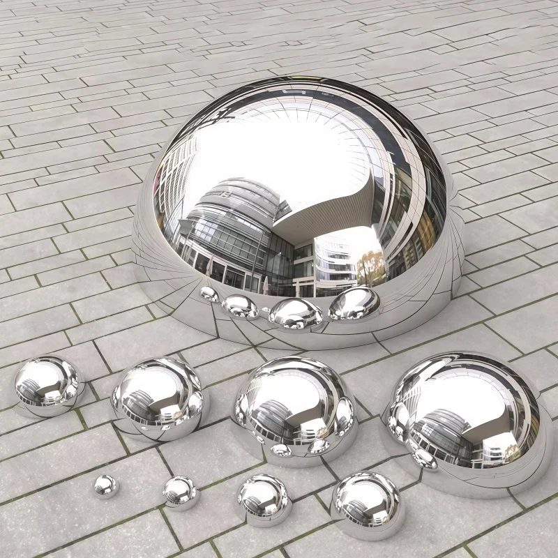 Stainless Steel Hemispherical Mirror Pipe Head 1.5mm Thickness Diameter 1.9cm-70cm 304# Hollow Decorated Metal Hemisphe