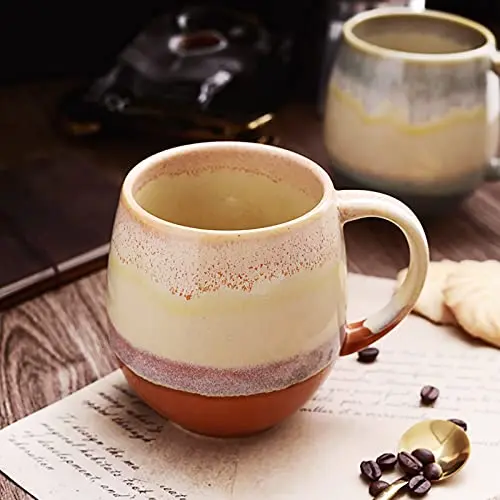 Imagem -03 - Caneca de Café de Cerâmica com Alça em Relevo Cor Gradiente Simples Xícara de Chá Xícara de Suco de Água Casal Bebendo Escritório