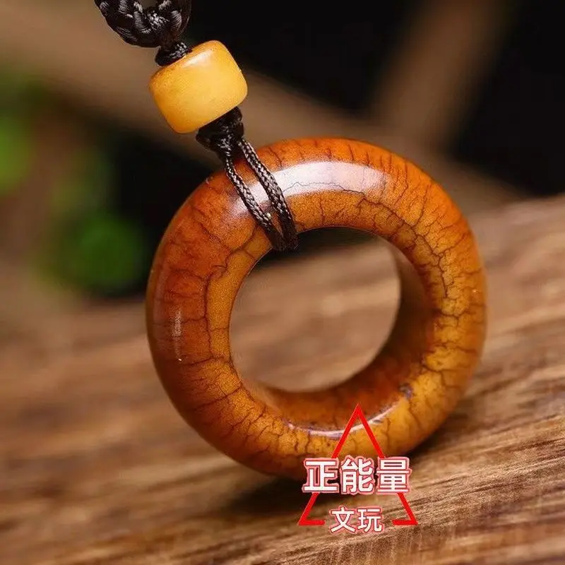 Pendant , Natural Old , Ring With A Running Band, Bone Disc, Fully Carved