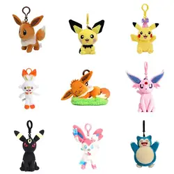 Pokemon Plush Keychains Eevee Umbreon Snorlax  Espeon Sylveon Piplup Pichu Scorbunny Bag Pendant Plush Keychains