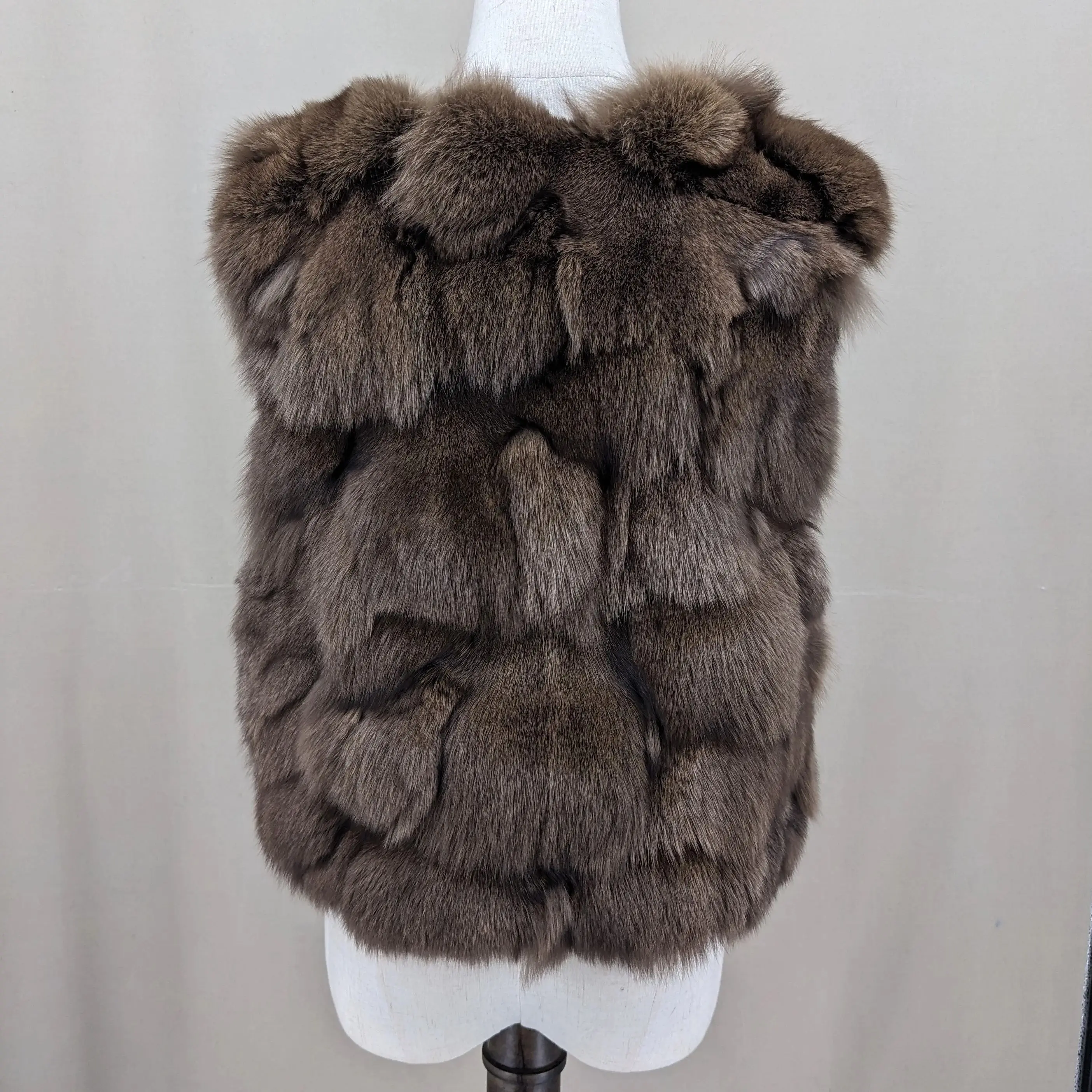 Natural Fox Fur Vest for Women, Royal Blue Color, New Trend Waistcoat,  2210013