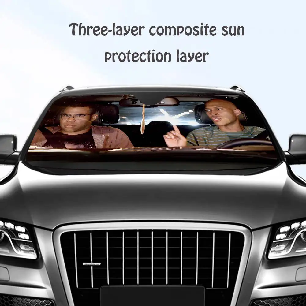 

Key & P-Peele Driving Car SunShade Windshield Sun Shade Personalized Picture Block UV Rays Visor Protector