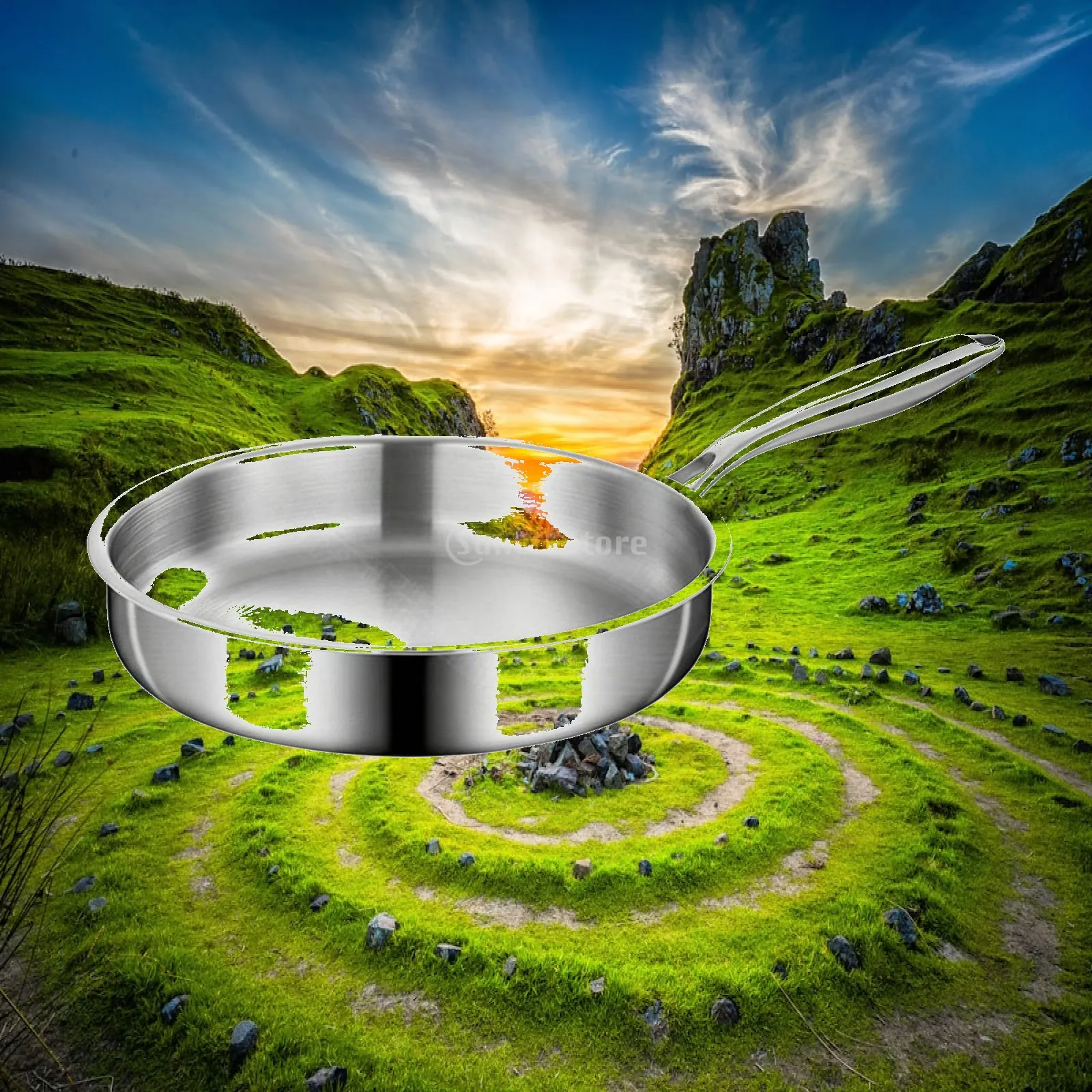 Nonstick Frying Pan with Lid 304 Stainless Steel Honeycomb Skillet Smokeless Cookware for Kitchen Healthy Low Oil Meals