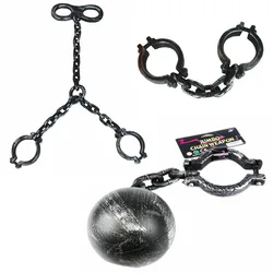 Plastic Handcuffs Props Theater Acting Props Prisoner Dress Up Props Handcuffs Shackles Iron Ball Shackles Children Gift