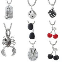 Time axis Scorpion Necklace Red Black Cherry Pendant New Glasses Eagle Dice Sweater Chain Anime Jewelry For Men Women Gifts