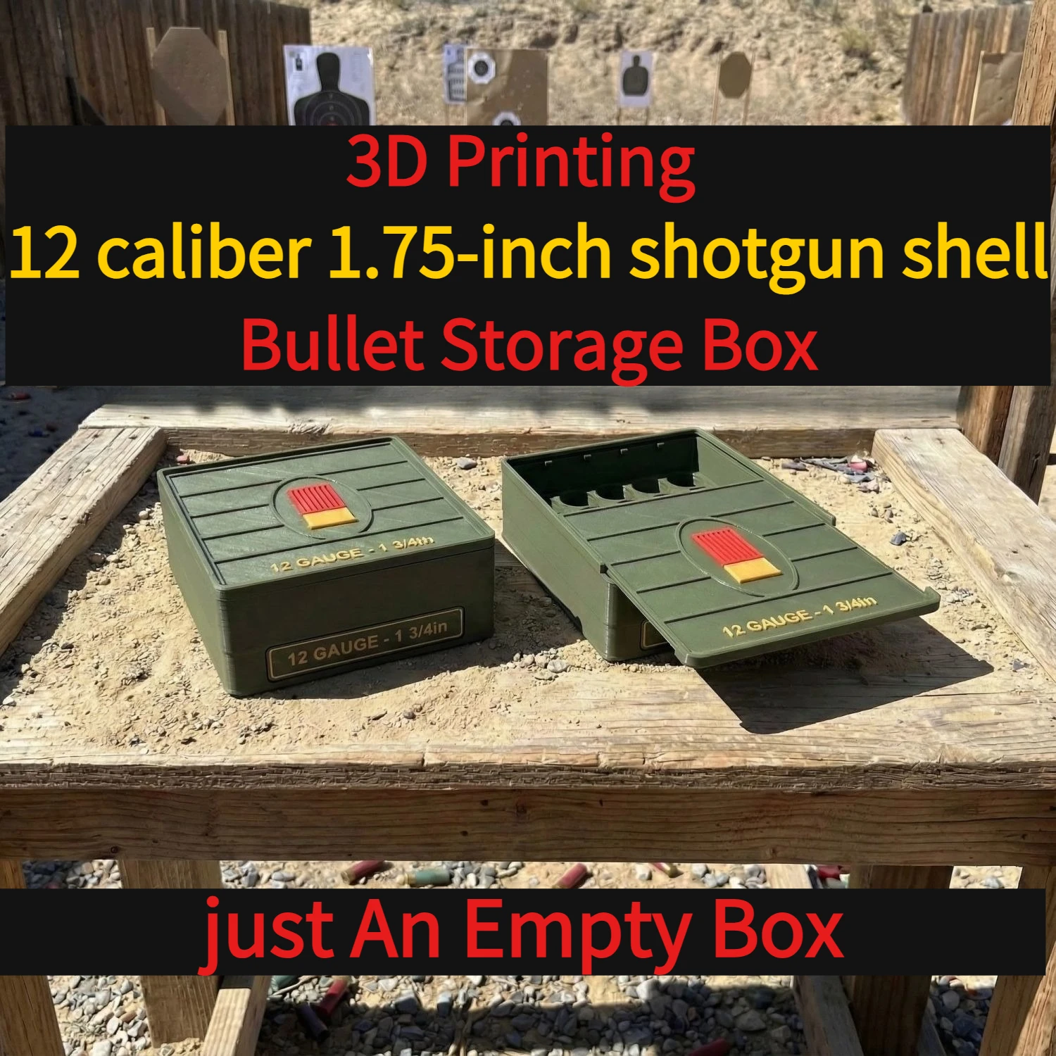 3D Printing 12 Caliber 1.75-inch Shotgun Shell Bullet Storage Box, Enthusiast Desktop Gift Collection，just An Empty Box