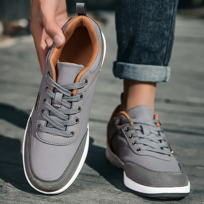 ELUVA Herren-Sneaker, wasserdichte Leder-Wanderschuhe, leichte, bequeme, rutschfeste Schuhe, Sportschuhe für Herren, Freizeitschuhe