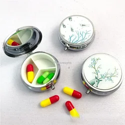 3 Cell Metal Pill Boxes Stainless Steel Round Pill Boxes Medicine Organizer Container Medicine Case Splitters Pill Bottle