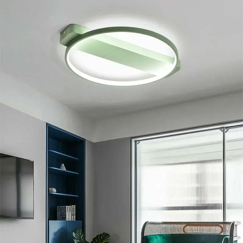 Nordic minimalist creative ceiling lamp round led personality modern wrought iron bedroom children's