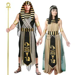 Ancient Egypt Egyptian Pharaoh Costume King Cleopatra Queen Cosplay Outfits Carnival Party Medieval Couple Halloween Party Dress