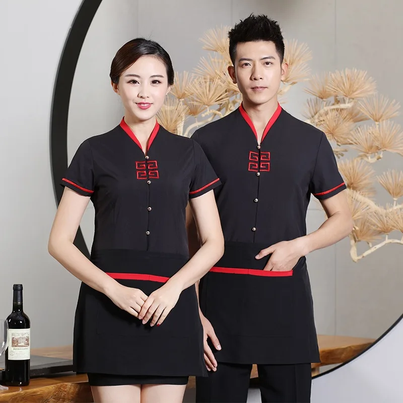 

Hot Pot Hotel Restaurant Waiter Work Clothes Short Sleeve Fast Food Shop Uniform Breathable Chef Overalls Waitress Uniforms