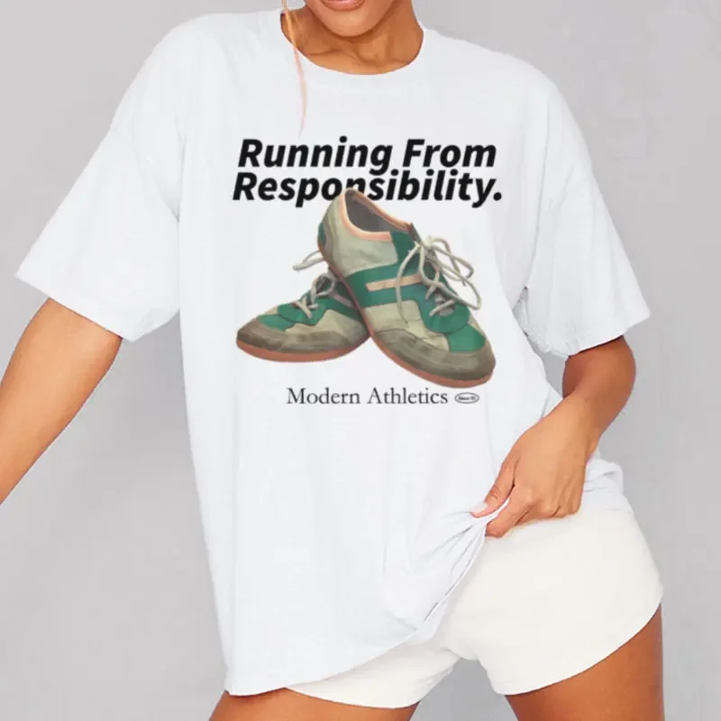 

Летняя модная футболка унисекс для бега от ответственности, забавные цитаты, футболка для марафона, бега, Спортивная футболка в стиле хиппи ретро
