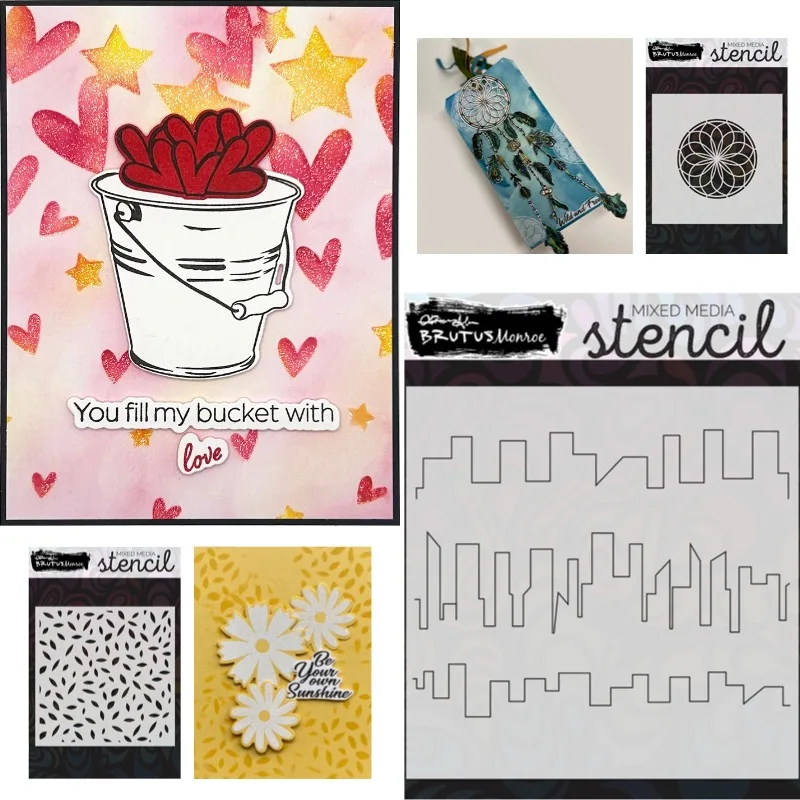 City View Prosperous and Bustling Street Metal Cutting Stencil Scrapbook Diary Decoration Stencil Embossing Template DIY 2025