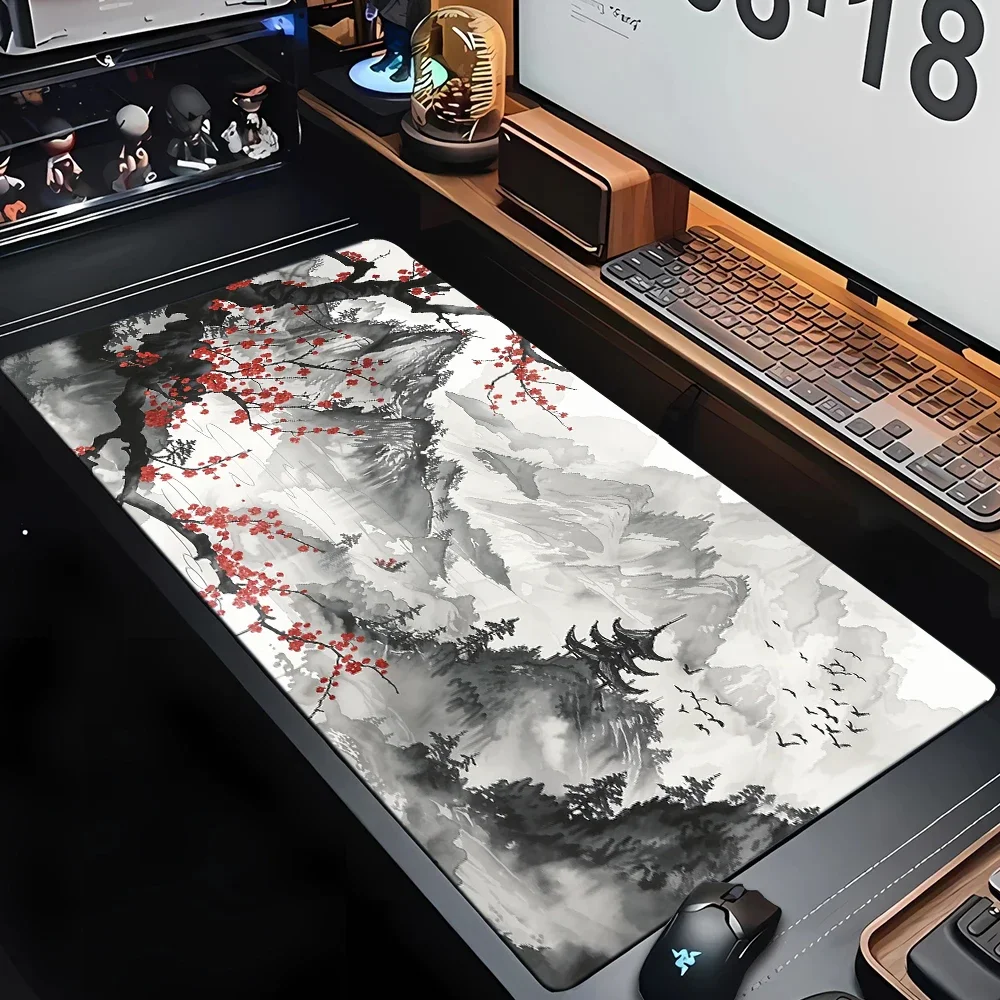 Ink Landscape Mouse Pad Large Computer Office Game Table Mats XXL 90x40 Rubber Anti-slip Gaming Keyboard Mousepad Long Desk Pads