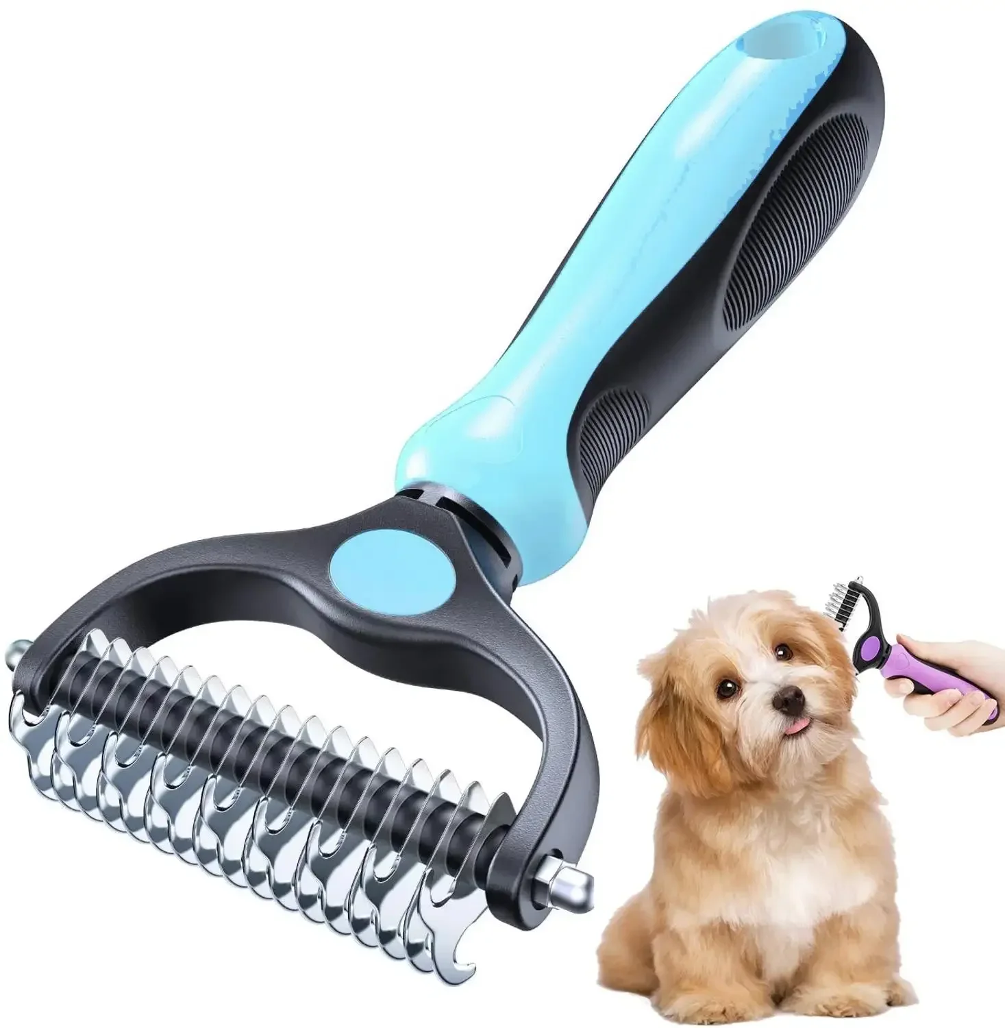 Pets Fur Knot Cutter Dog Grooming Shedding Tools Pet Cat Hair Removal Comb Brush Double sided Pet Products Suppliers