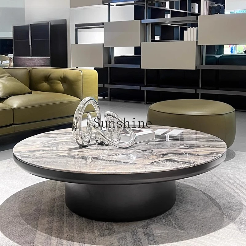 

Italian minimalist coffee table modern high-end circular design custom Venetian brown luxury stone