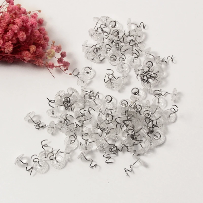 Práctico clavo en espiral transparente de acero inoxidable, alfileres para sofá, falda de cama, clavo giratorio fijo, accesorios de sujeción artesanales DIY