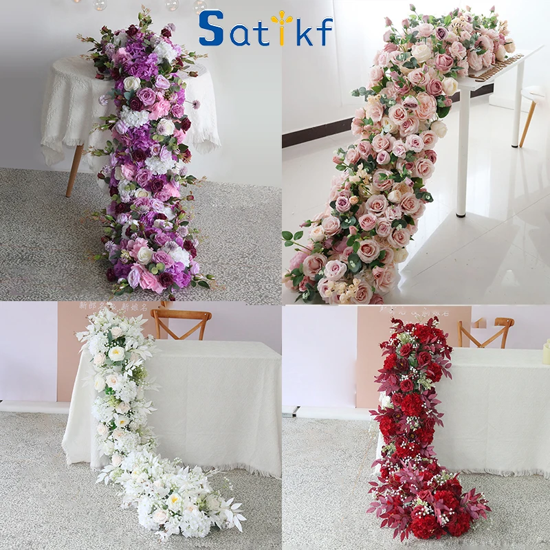 200cm Luxury Rose Artificial Flower Row Table Centerpiece Wedding Flowers Backdrop Wall Arches Decor Party Stage Runners Florals