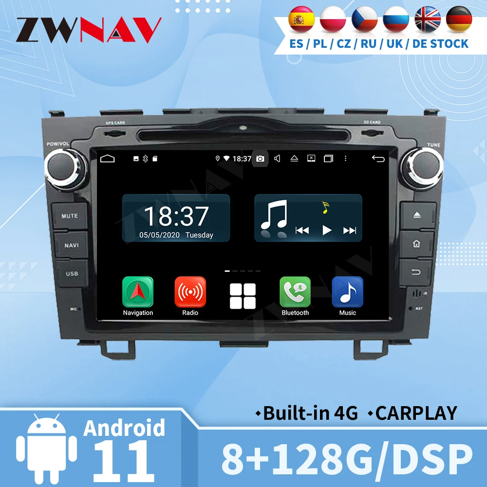 

Carplay для Honda CRV 2006 2007 2008 2009 2010 2011 2012 Автомобильный мультимедийный центральный приемник 2 Din Android автомобильный экран стерео