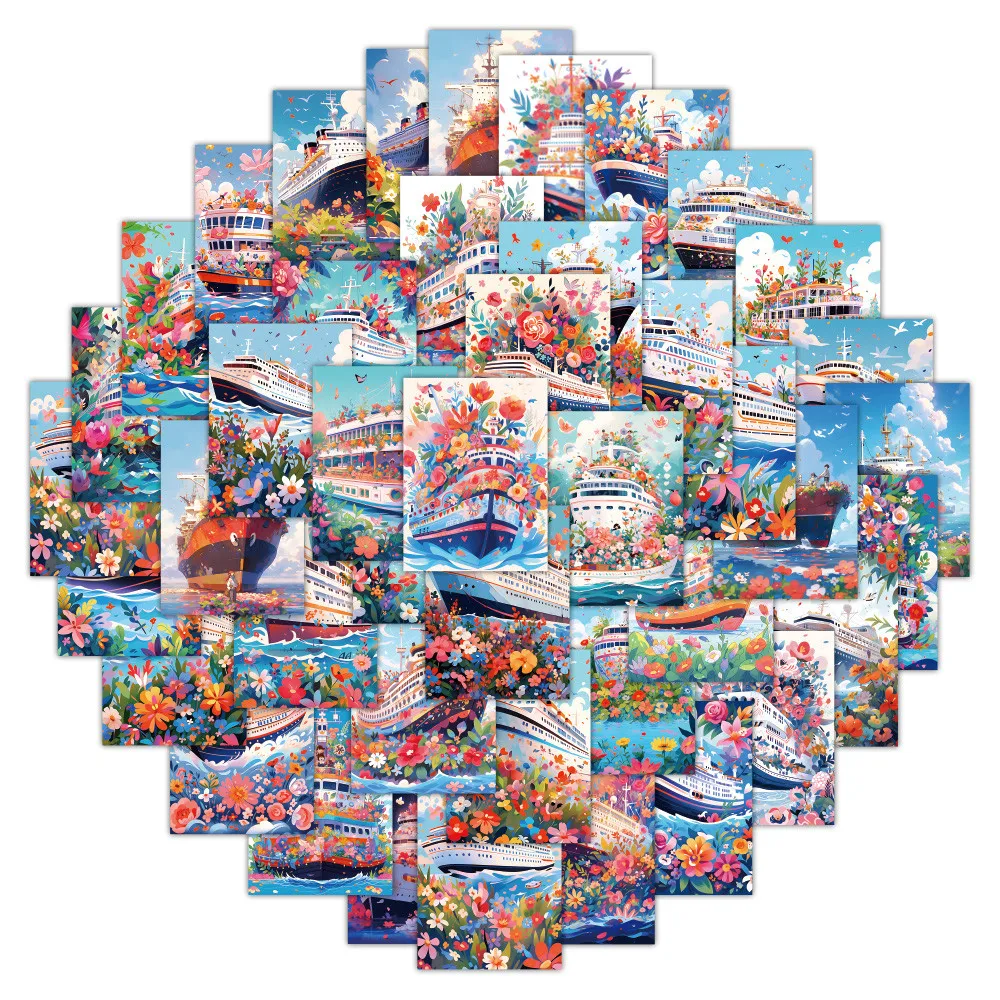 60-Piece Majestic Giant Ship Braving the Winds and Waves Stickers - Decorative Decals for Notebooks, Phone Giajar Sticker Store