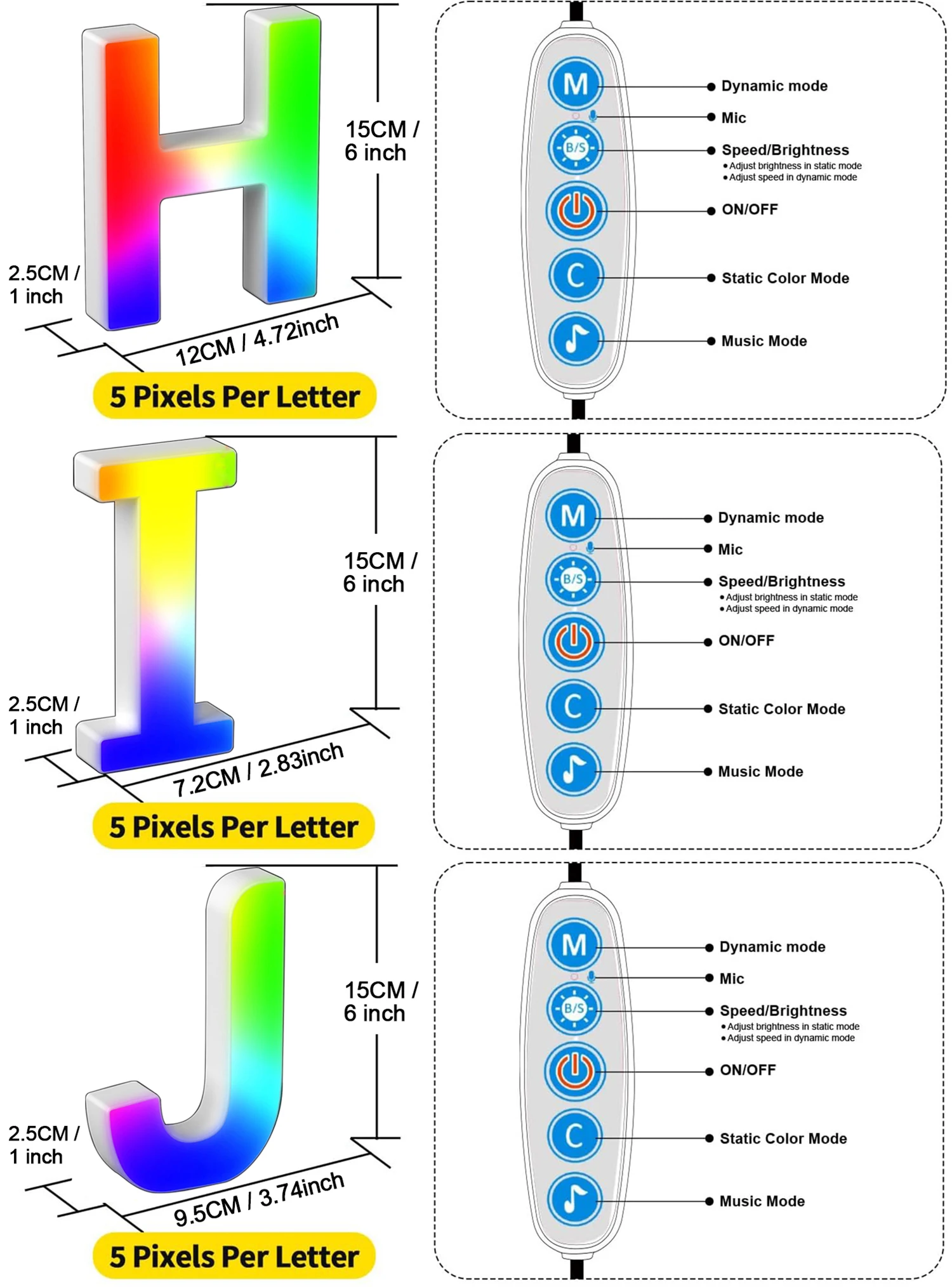1PC Smart LED Letter Light - DIY RGB Marquee App Control Music Sync Indoor Sign Game Holiday Party Wedding Graduation Season A-Z